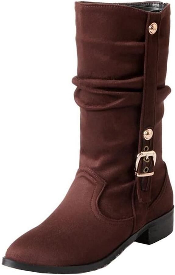 Lange Platte Dames Laarzen met Blokhak voor Slimme Look