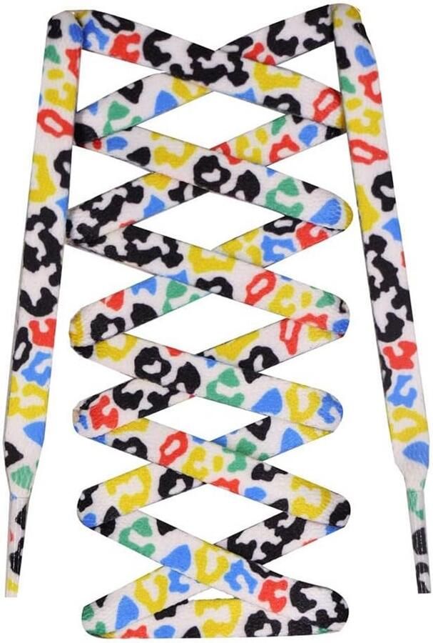 Lange platte schoenveters met luipaardprint voor sneakers en wandelschoenen