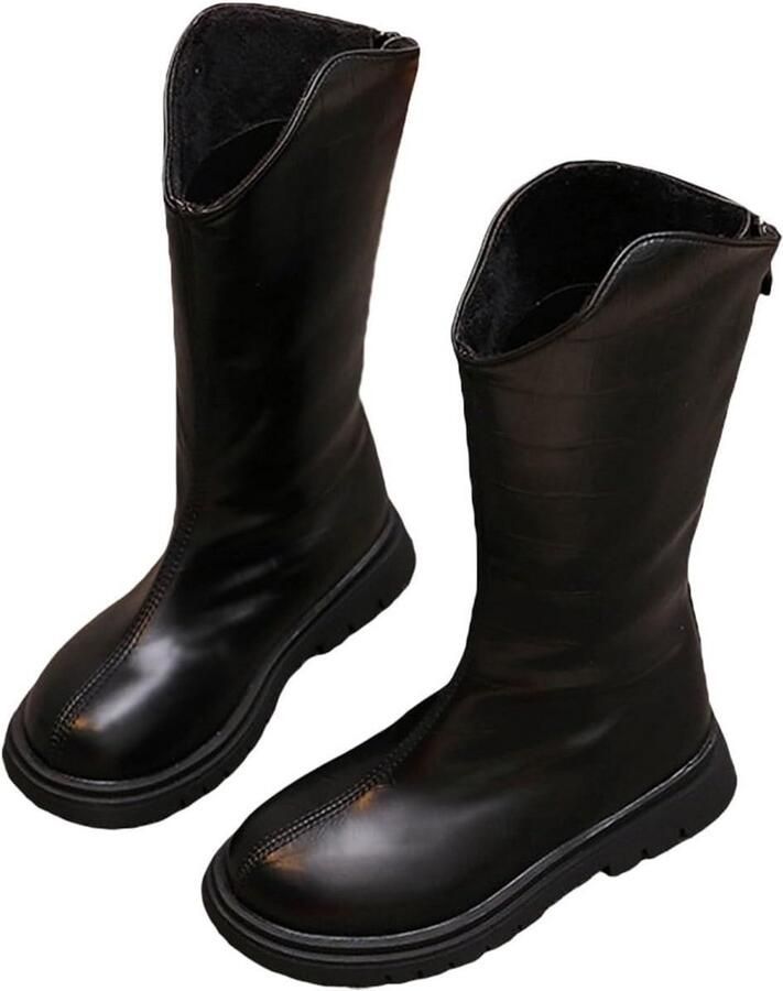 Lange Winterlaarzen Meisjes Waterdichte Sneeuwlaarzen met Ritssluiting Antislip Buitenschoenen