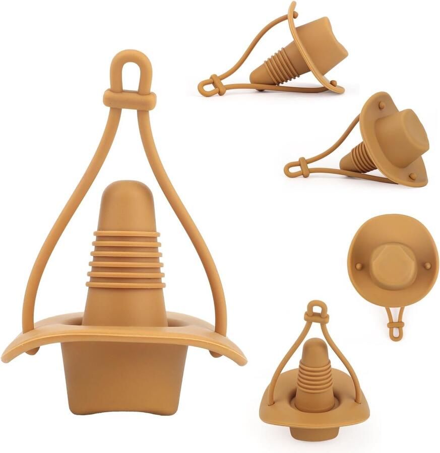 Lasuroa Cowboyhoed Wijnflesstop Grappige Siliconen Wijnstop Decoratieve Topper Champagnekurk Deksel Accessoires Cadeaus Moeder & Vader Keukengadgets om Wijn Vers te Houden en Af te Sluiten (Bruin)