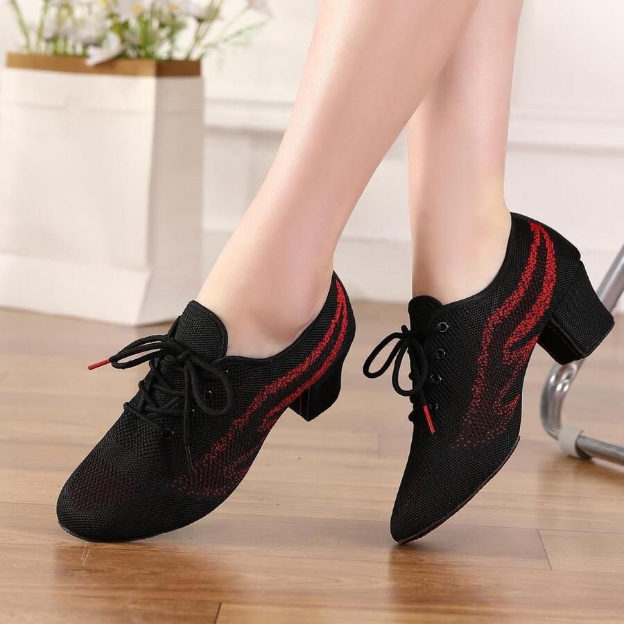 Latijnse Danslaarzen Lace-Up Gesloten Toe Lage Hak Praktijk Ballzaal Lesgeven in Square Dance