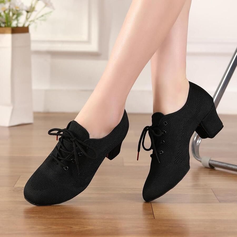 Latijnse Danslaarzen Lace-Up Gesloten Toe Lage Hak Praktijk Ballzaal Lesgeven in Square Dance