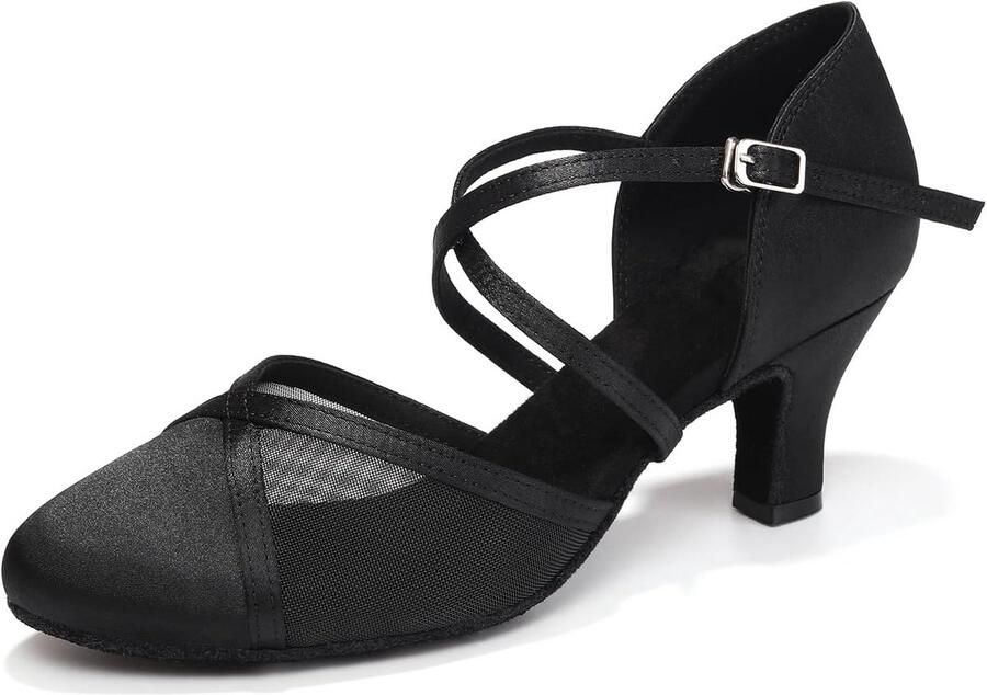 Latijnse Dansschoenen met Gesloten Teen voor Dames Lage Hak voor Salsa en Ballroom