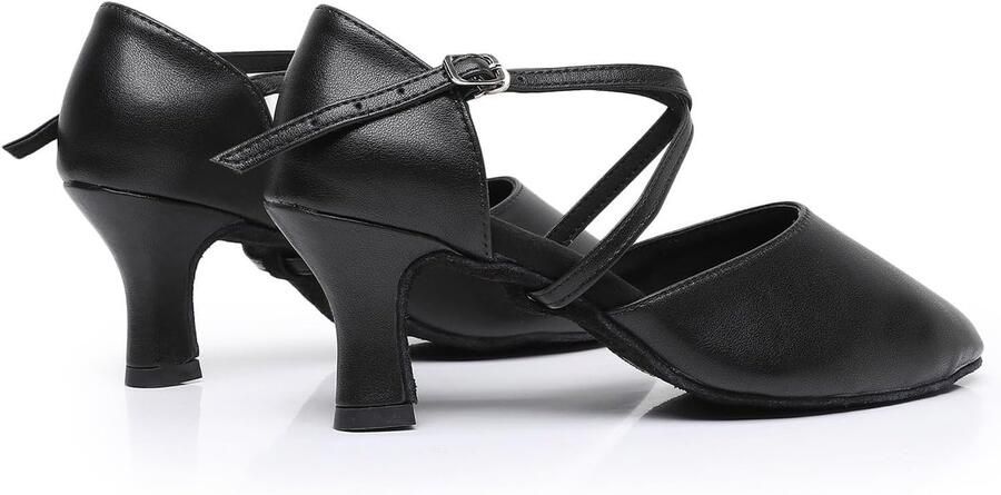 Latin Dance Schoenen Voor Vrouwen Lederen Gesloten Teen Ballroom Salsa Tango Prestaties Dansschoenen Bruiloft Party