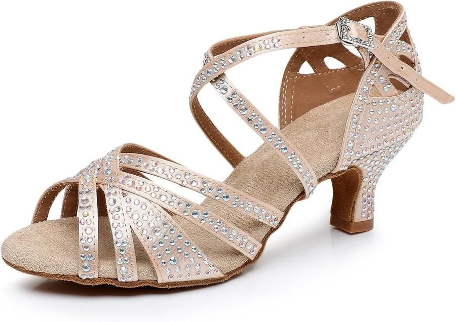 Latin dansschoenen 5 hoog rhinestone zacht onderwerk perfect voor ballroom en bruiloften ShopVlot