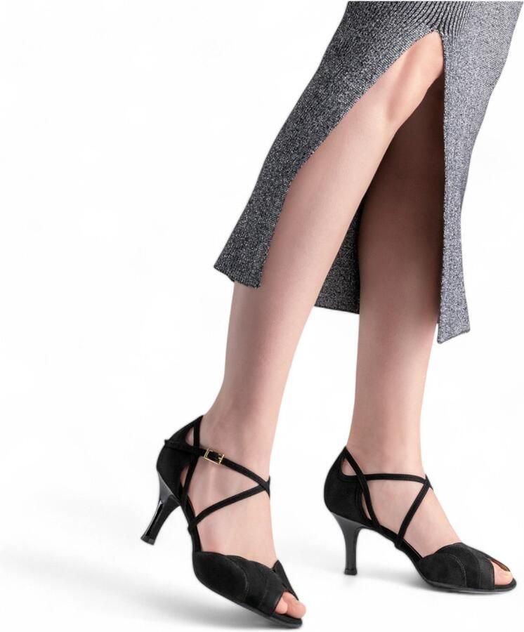 Latin Dansschoenen voor Dames Nueva Epoca Mara Dansschoenen met Hoge Hak van Open teen Comfortabele pasvorm Argentijnse Tango Salsa Latin Nueva Epoca Zwart