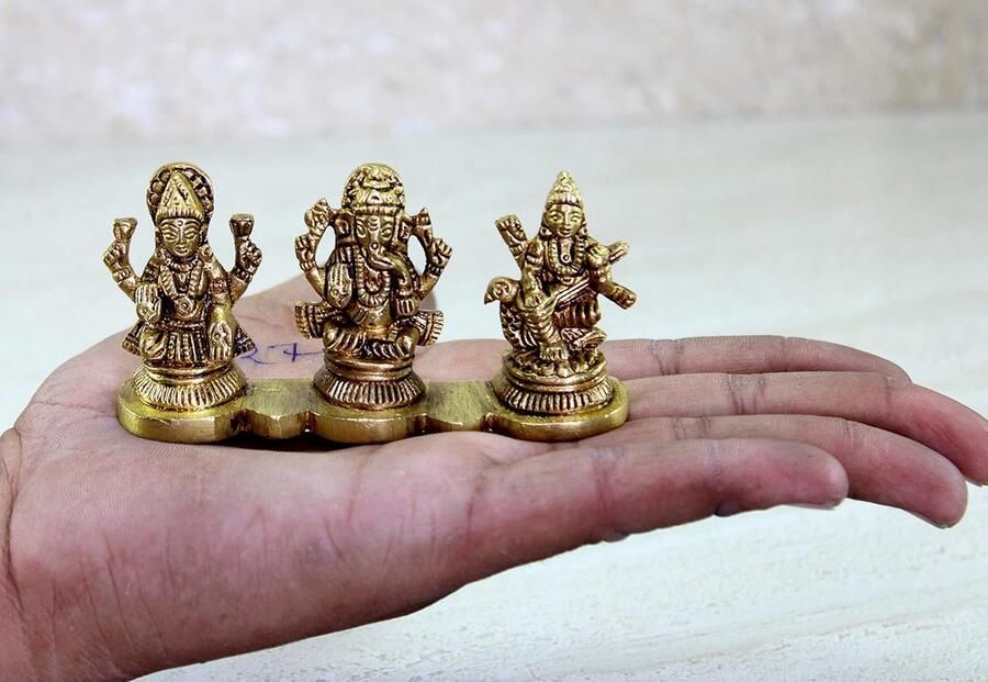 Laxmi Ganesh Saraswati Idol Hoogte Ganesha Lakshmi Religieus Beeldje Hindoe God Sculptuur Murti Standbeeld Diwali Werkplek Kantoor