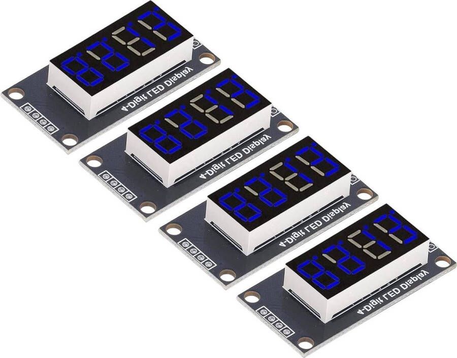 LED Weergavemodule 4-cijferige 7-segmentsweergavebuis TM1637-aandrijfchip 0.36 Inch Blauw
