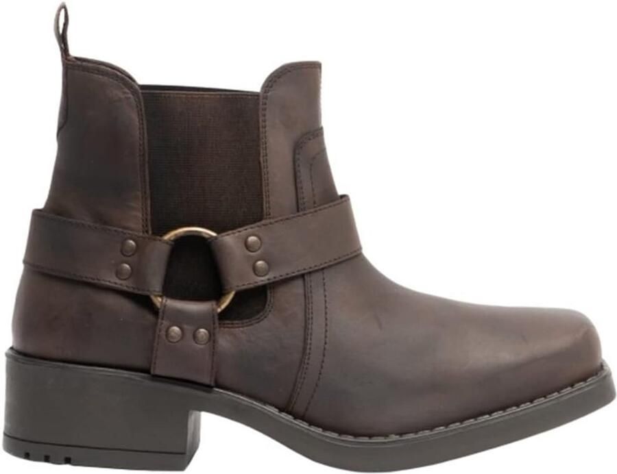 Lederen Chelsea Boots Heren Donkerbruin Enkelhoog