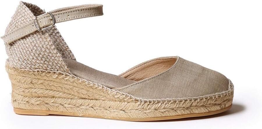Lederen dames espadrille met sleehak