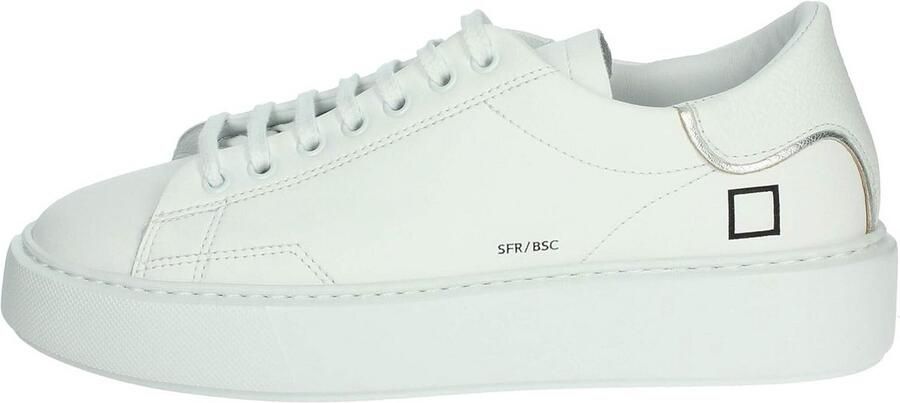 Lederen Dames Sneakers Wit Zilver Accenten Vetersluiting