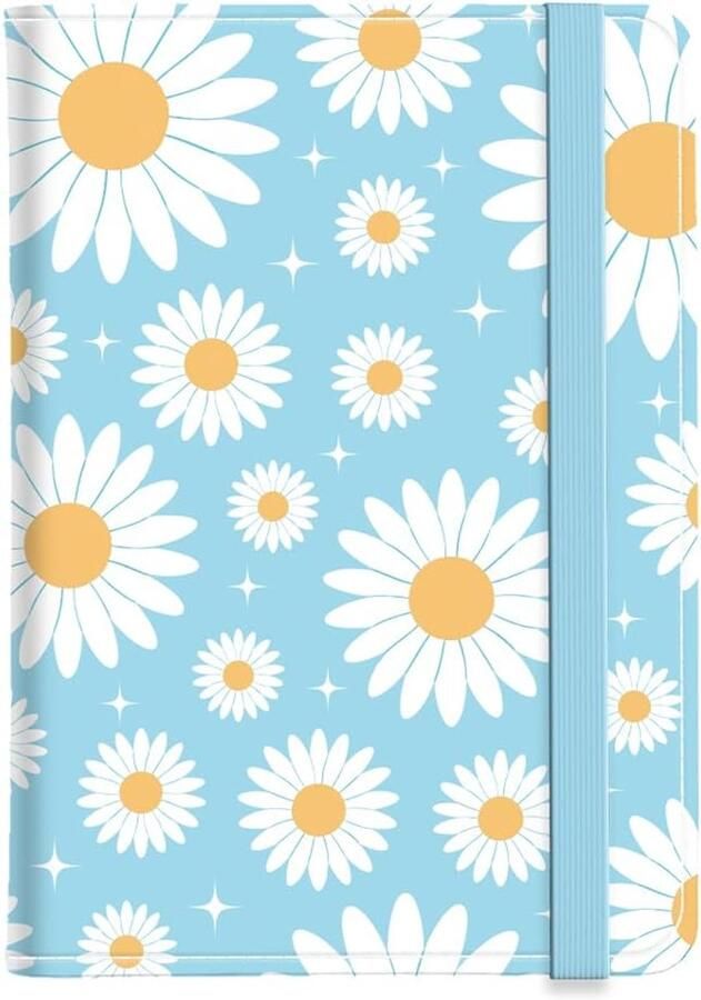 Lederen paspoorthoes cover 5 9 × 4 3 inch met creditcardsleuf instapkaartgleuf combinatie blokkerend paspoort hoes portefeuille cover case madeliefjes bloem 11× madeliefjes