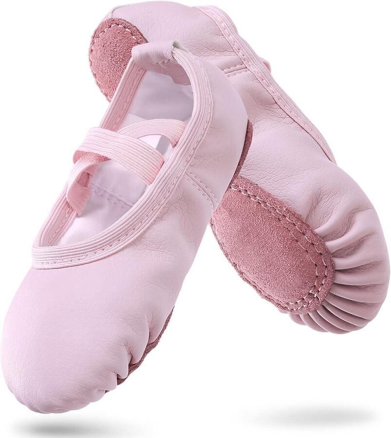 Leren Balletschoenen met Gespleten Zool voor Dans Yoga en Gymnastiek