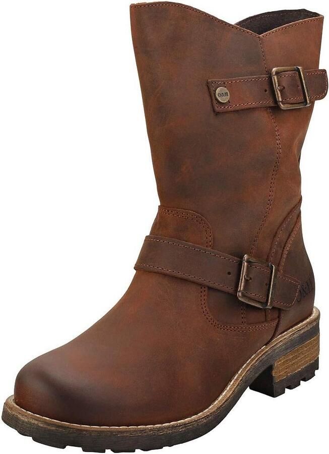 Leren Biker Laarzen voor Dames Bruin Suède Voering Comfortabele Ritssluiting