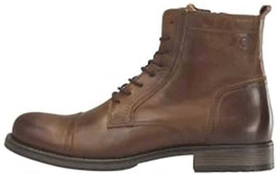 Heren Bikerboots van Leer met Ritssluiting en Veterdetail in Cognac