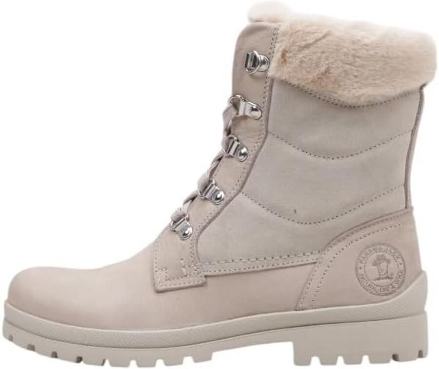 Leren dames combat boots met imitatiebont voering perfect voor de winter