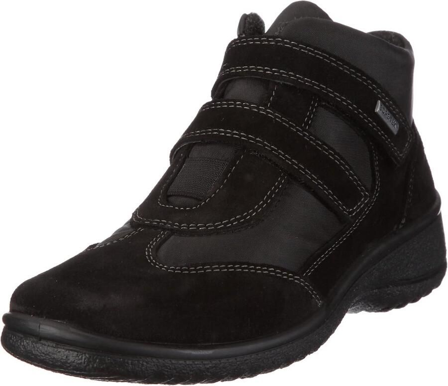 Leren dames enkellaarzen zwart