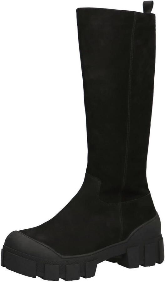 Leren Dames Laarzen met G-Breedte Comfortabele Platte Laarzen met Uitneembaar Voetbed