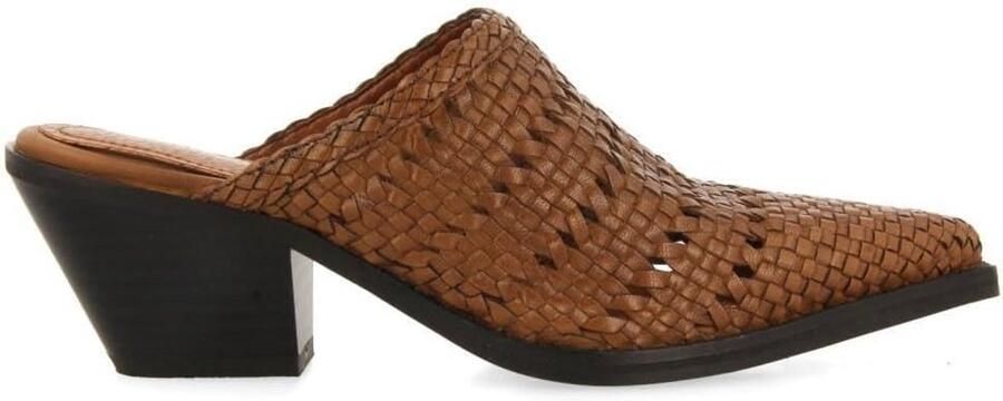 Leren Dames Muiltjes met Hoge Hak en Handgemaakte Vlechtwerk