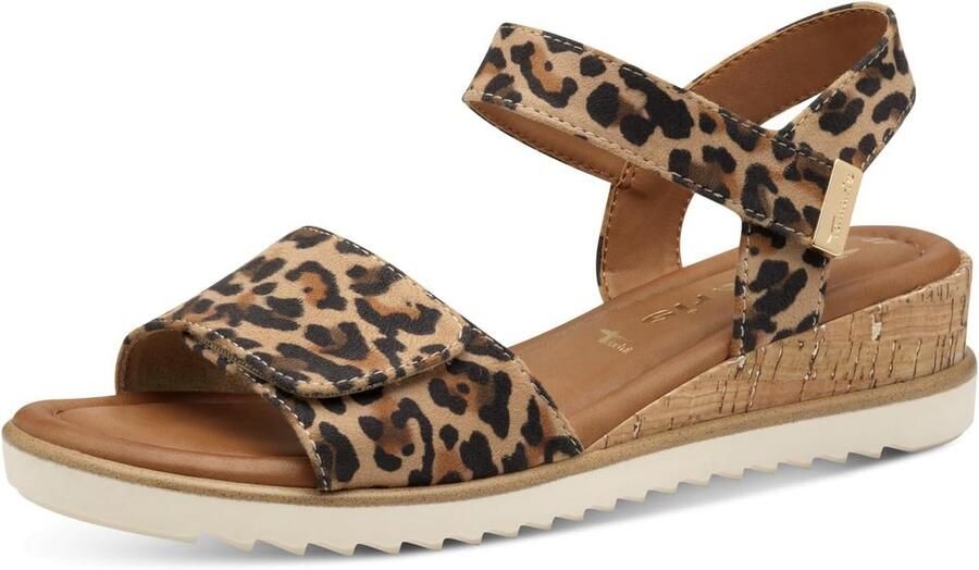 Leren Dames Wedge Sandaal met Klittenband Comfortabele Zomer Schoenen