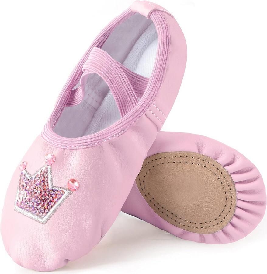 Leren Balletschoenen en Gymnastiekschoenen voor Meisjes Soepele Dansschoenen