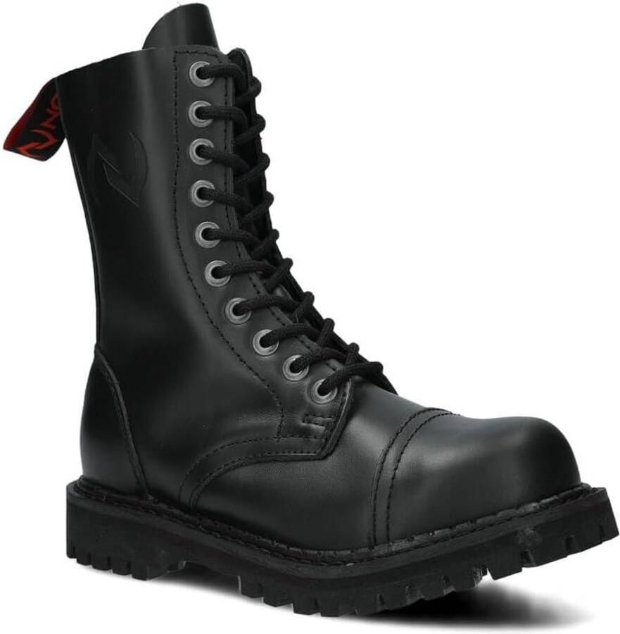 Leren Gevechtslaarzen met Stalen Ne Veterogen Combat Boots Grunge Gothic Punk Stijl
