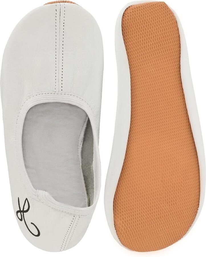 Leren Gymschoenen Unisex voor Kinderen en Volwassenen Wit Antislip Balletschoenen