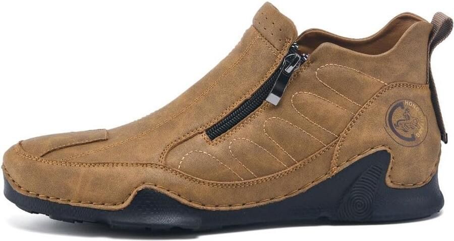 Leren Heren Enkellaarzen Outdoor Casual Comfortabele Chukka Laarzen met Ritssluiting