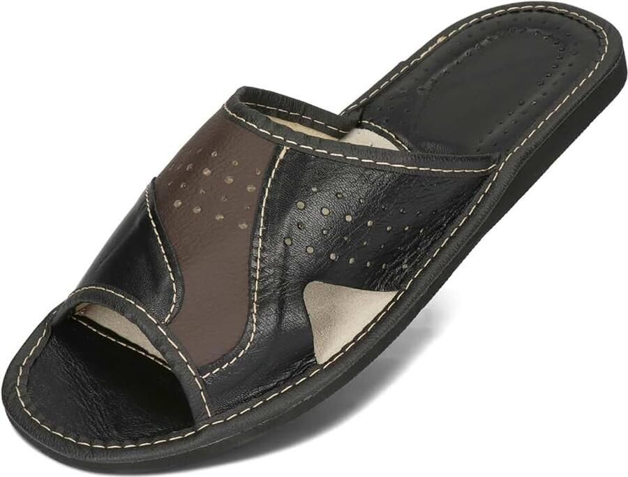 Leren Herenpantoffels Slippers Heren Pantoffels Zomers Zwart Bruin 40-46