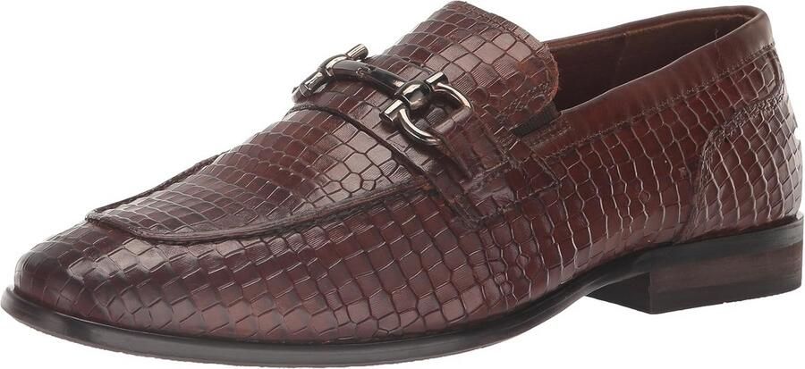 Leren Instapper Heren Krokodillenprint Metalen Bit Stijlvolle Slip-On Loafer