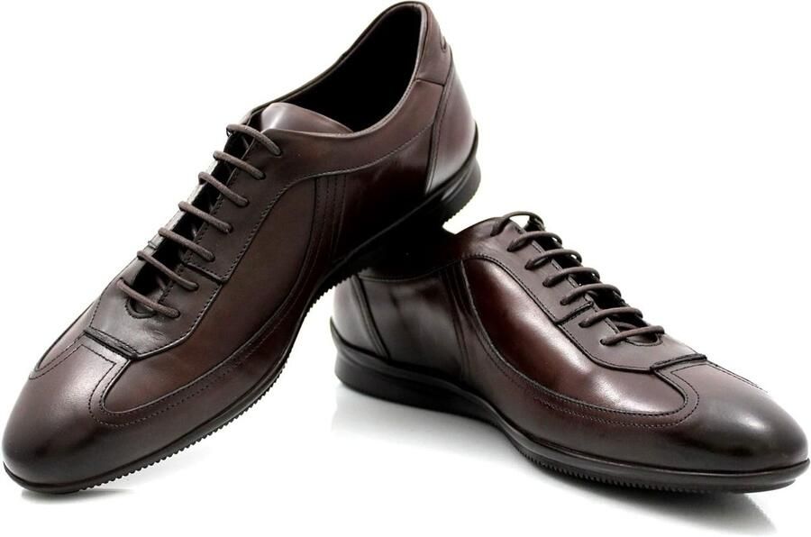 Lage heren sneakers stijlvolle leren veterschoenen casual schoenen voor dagelijks gebruik bruin 23.5