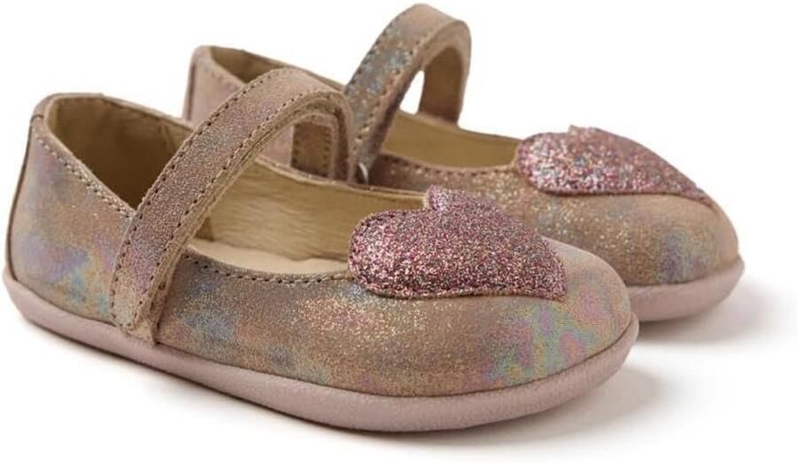 Leren meisjes ballerina schoenen met hart en luipaarddetail