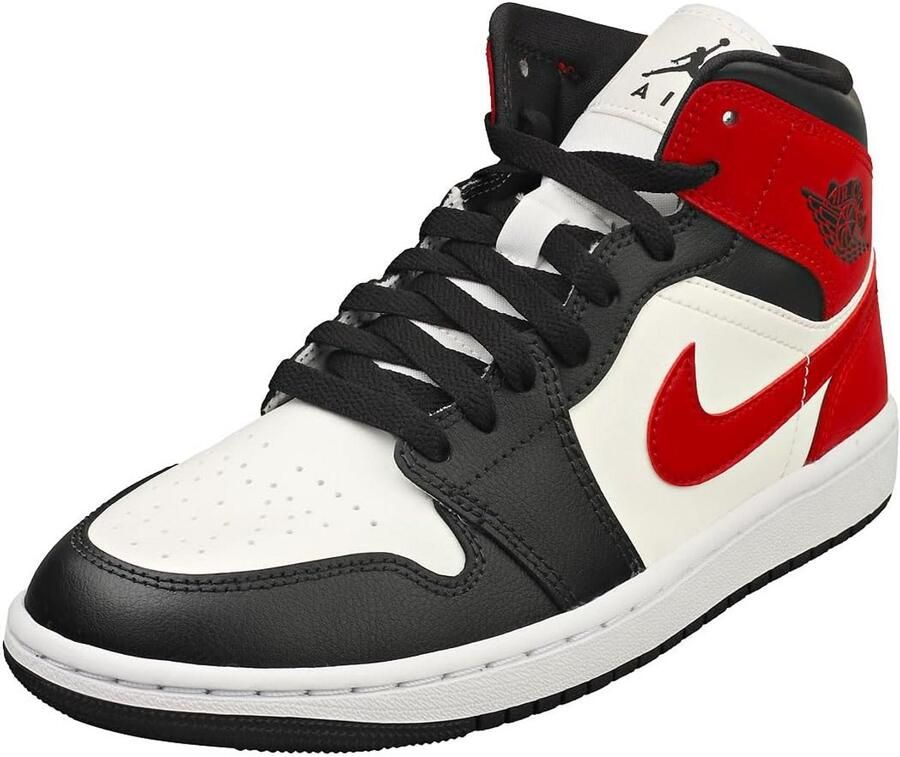 Leren Mid Hoge Sneakers Dames Rood Wit Zwart Sneaker