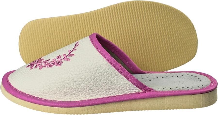 Leren Pantoffels voor Dames Comfortabele Handgemaakte Lederen Slippers Met Rubberen Zool