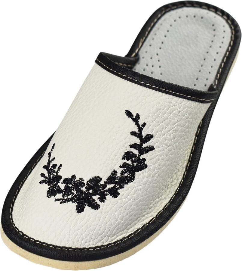 Leren Pantoffels voor Dames Comfortabele Handgemaakte Lederen Slippers Met Rubberen Zool