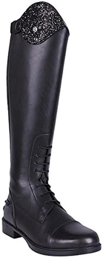 Leren rijlaarzen voor kinderen met verwisselbaar design Zwart met brede kuitbreedte