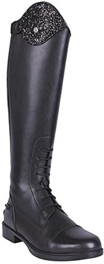 Leren rijlaarzen voor kinderen met verwisselbaar design Zwart met brede kuitbreedte