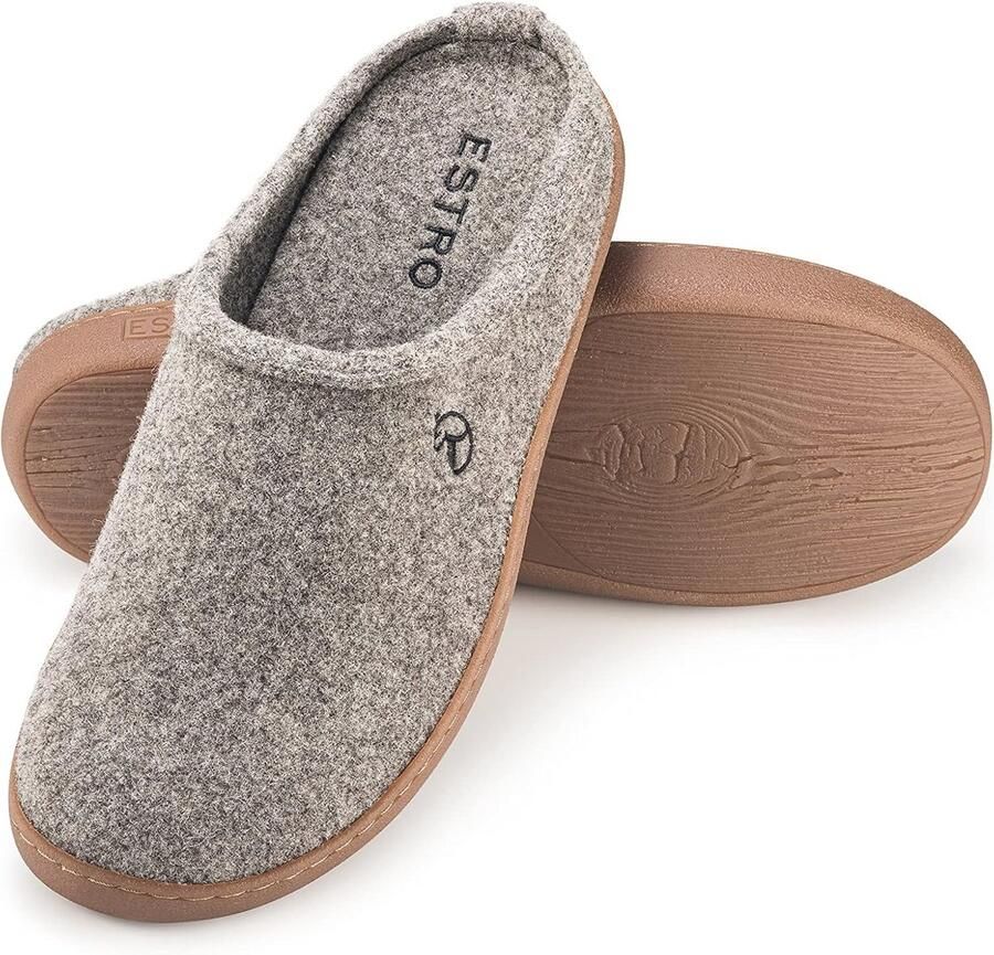 Leren Slippers voor Mannen Antislip Viltenslippers met Gumzool