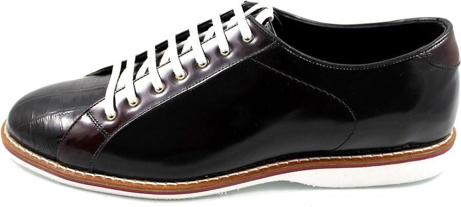 Leren veterschoenen voor heren Casual en zakelijke sneakers Stijlvol en comfortabel in zwart en bordeaux