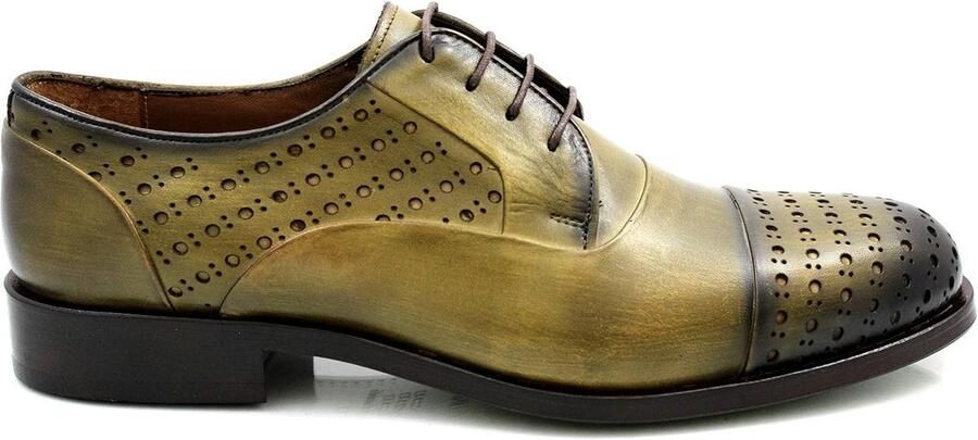 Leren Veterschoenen voor Mannen Vintage Groene Captoe Oxford Klassiek voor Zakelijk en Casual Gebruik Stijlvolle en Comfortabele Schoenen