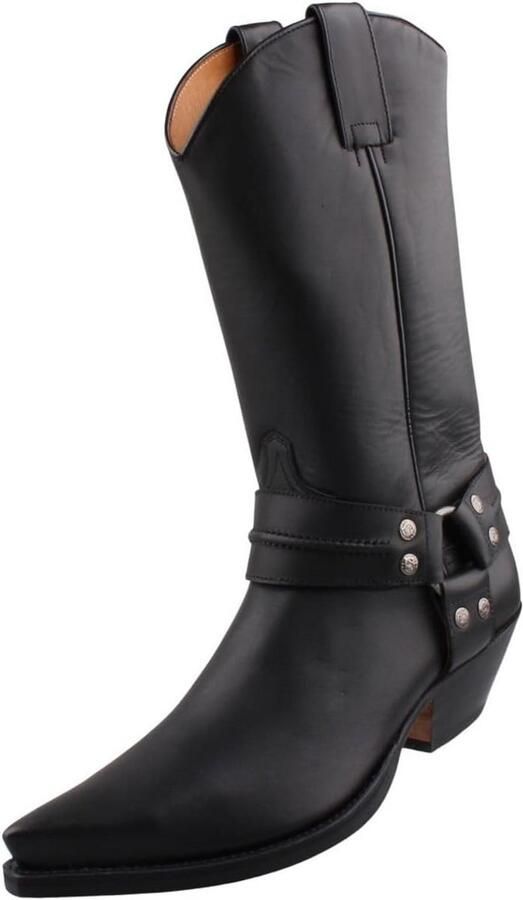 Leren Westernlaarzen Heren Zwart Handgemaakt met Goodyear Welt