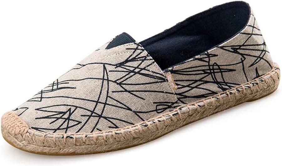 Leroy Heren Casual Espadrilles Klassieker Strepen Canvas Flats