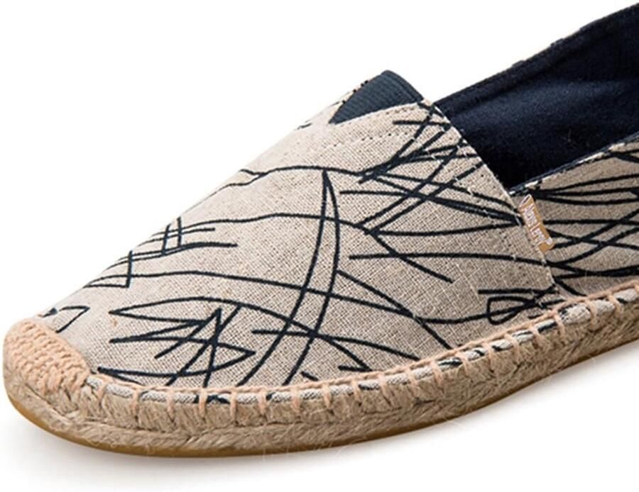 Leroy Heren Casual Espadrilles Klassieker Strepen Canvas Flats