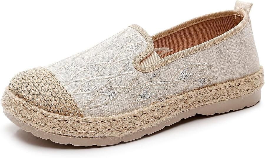 Leroy Linnen Instappers voor Dames Ademende Stoffen Schoenen Damesschoenen met Patroon