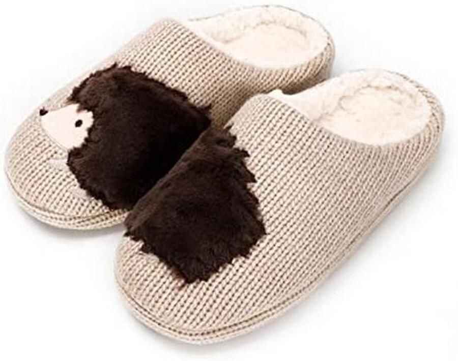 Leuke damesslippers met warm imitatiebont Pluizige antislip pantoffels voor binnen en buiten