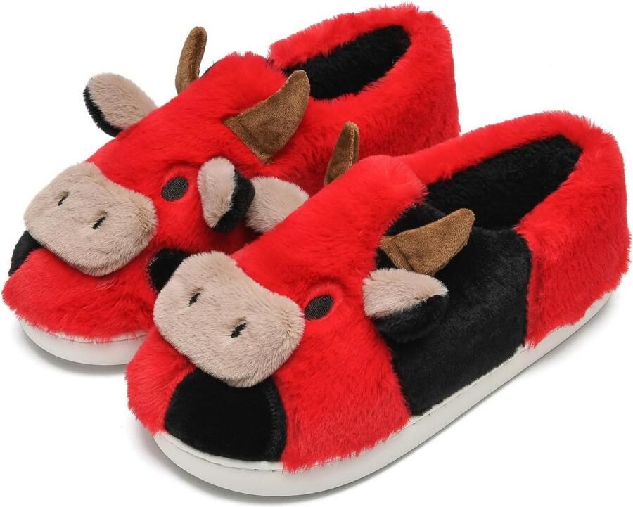 Leuke Harige Koe Slippers voor Binnen en Buiten Warme Pluche Katoenen Schoenen