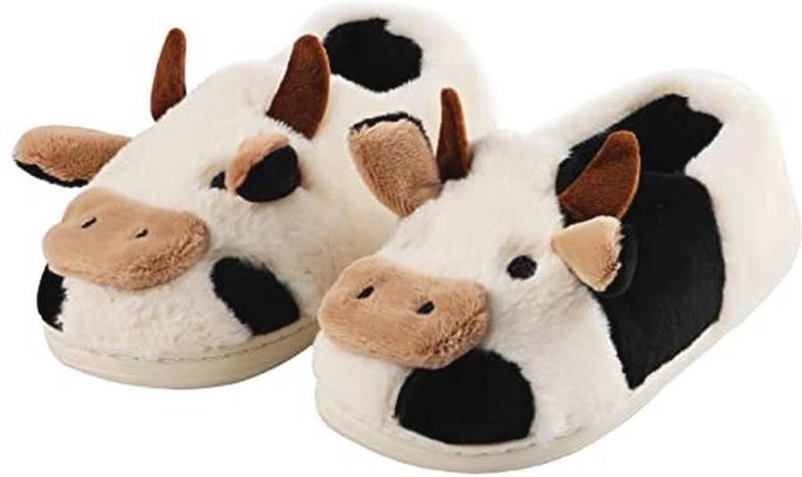 Leuke katoenen koe pantoffels voor nen en pluizige pluche slippers voor binnen en buiten