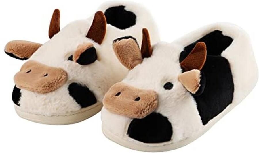 Leuke katoenen koe pantoffels voor nen en pluizige pluche slippers voor binnen en buiten