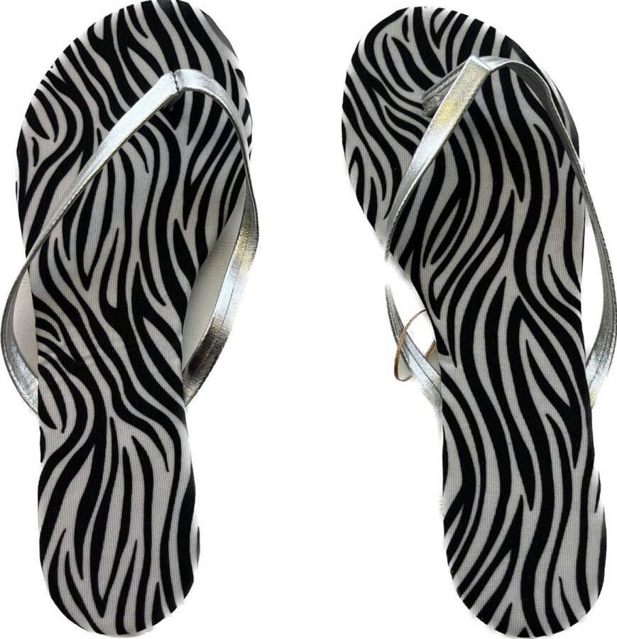 Librapop Slippers Dames Zwart wit zebrapatroon