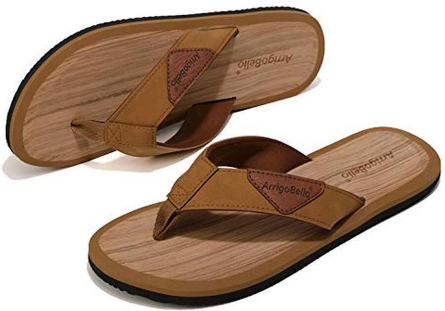 Lichte Antislip Flip Flops voor Heren Houtnerf Sandalen